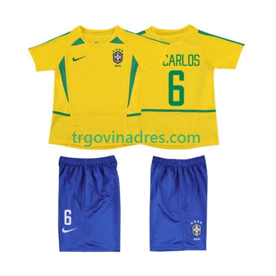 Dječji Domaći Dres Brazil Roberto Carlos 6 Retro 2002 s Kratkih Rukava Dječji Domaći Dres Brazil Roberto Carlos 6 Retro 2002 s Kratkih Rukava