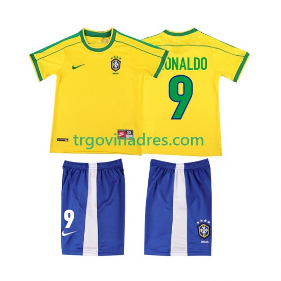 Dječji Domaći Dres Brazil Ronaldo 9 Retro 1998 s Kratkih Rukava Dječji Domaći Dres Brazil Ronaldo 9 Retro 1998 s Kratkih Rukava