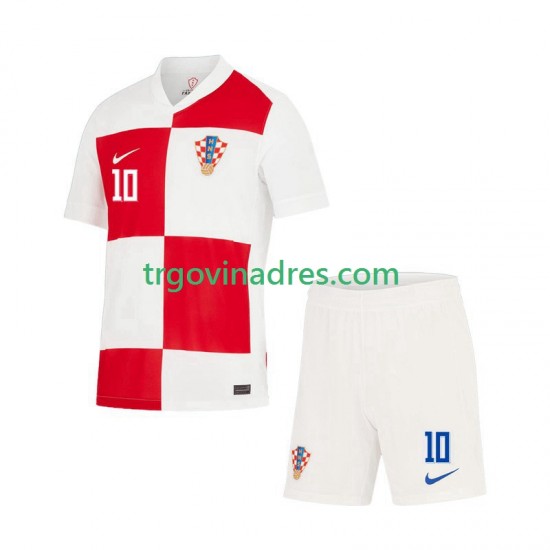 Dječji Domaći Dres Hrvatska Luca Modric 10 Euro 2024 s Kratkih Rukava