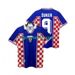 Muški Gostujući Dres Hrvatska SUKER 9 Retro 1998 s Kratkih Rukava