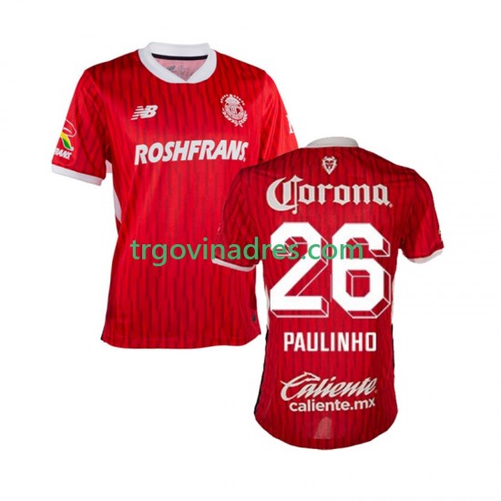Muški Domaći Dres Deportivo Toluca Paulinho 26 2024-2025 s Kratkih Rukava Muški Domaći Dres Deportivo Toluca Paulinho 26 2024-2025 s Kratkih Rukava