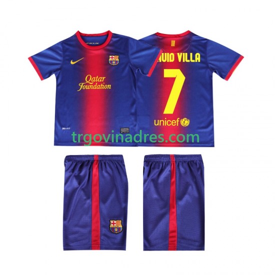 Dječji Domaći Dres FC Barcelona DAUID VILLA 7 Retro 2012 2013 s Kratkih Rukava Dječji Domaći Dres FC Barcelona DAUID VILLA 7 Retro 2012 2013 s Kratkih Rukava