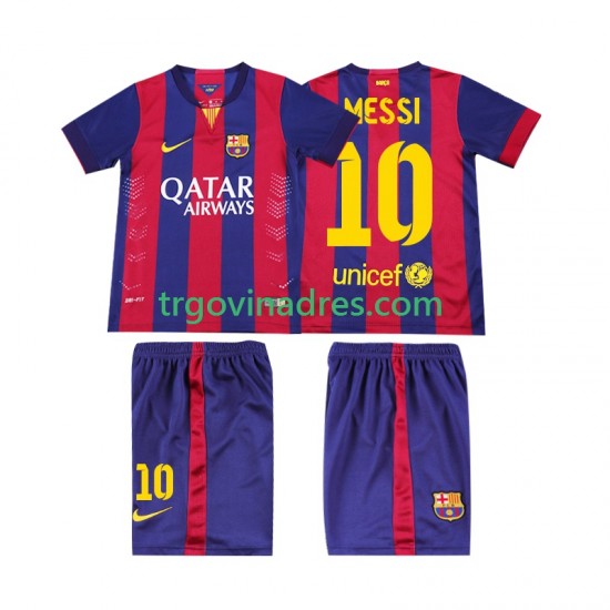 Dječji Domaći Dres FC Barcelona Lionel Messi 10 Retro 2014 2015 s Kratkih Rukava Dječji Domaći Dres FC Barcelona Lionel Messi 10 Retro 2014 2015 s Kratkih Rukava
