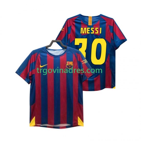Muški Domaći Dres FC Barcelona Lionel Messi 30 Retro Champions League 2005 2006 s Kratkih Rukava Muški Domaći Dres FC Barcelona Lionel Messi 30 Retro Champions League 2005 2006 s Kratkih Rukava
