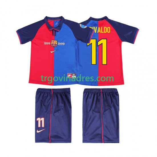 Dječji Domaći Dres FC Barcelona RIVALDO 11 Retro 2000 1999 s Kratkih Rukava Dječji Domaći Dres FC Barcelona RIVALDO 11 Retro 2000 1999 s Kratkih Rukava