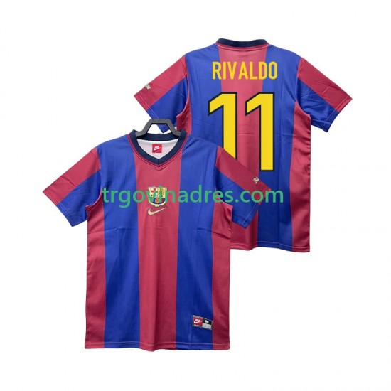 Muški Domaći Dres FC Barcelona RIVALDO 11 Retro 1998 1999 s Kratkih Rukava Muški Domaći Dres FC Barcelona RIVALDO 11 Retro 1998 1999 s Kratkih Rukava