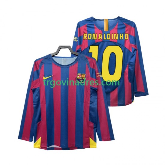 Muški Domaći Dres FC Barcelona RONALDINHO 10 Retro Champions League 2005 2006 s Dugim Rukavima Muški Domaći Dres FC Barcelona RONALDINHO 10 Retro Champions League 2005 2006 s Dugim Rukavima