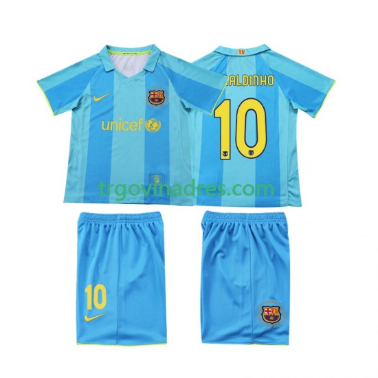 Dječji Gostujući Dres FC Barcelona RONALDINHO 10 Retro 2007 2008 s Kratkih Rukava Dječji Gostujući Dres FC Barcelona RONALDINHO 10 Retro 2007 2008 s Kratkih Rukava