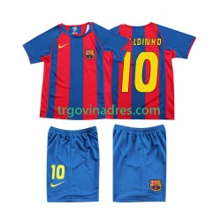 Dječji Domaći Dres FC Barcelona RONALDINHO 10 Retro 2004 s Kratkih Rukava Dječji Domaći Dres FC Barcelona RONALDINHO 10 Retro 2004 s Kratkih Rukava