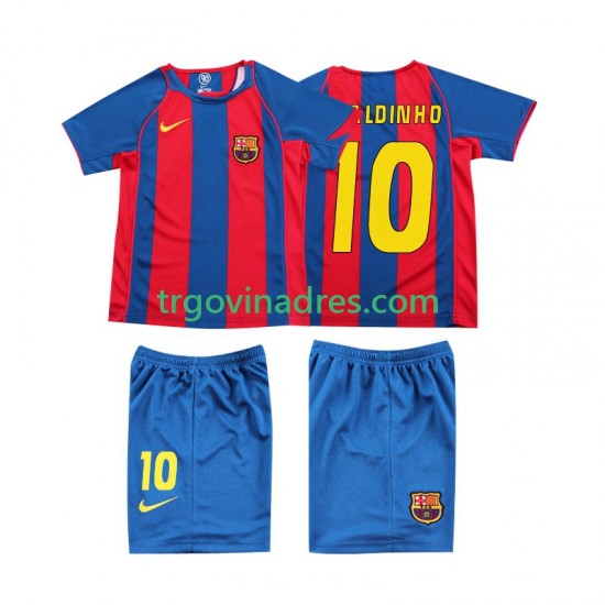 Dječji Domaći Dres FC Barcelona RONALDINHO 10 Retro 2004 s Kratkih Rukava Dječji Domaći Dres FC Barcelona RONALDINHO 10 Retro 2004 s Kratkih Rukava