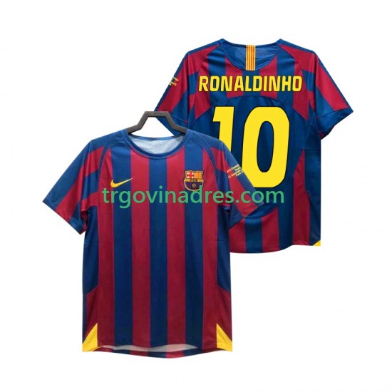Muški Domaći Dres FC Barcelona RONALDINHO 10 Retro Champions League 2005 2006 s Kratkih Rukava Muški Domaći Dres FC Barcelona RONALDINHO 10 Retro Champions League 2005 2006 s Kratkih Rukava
