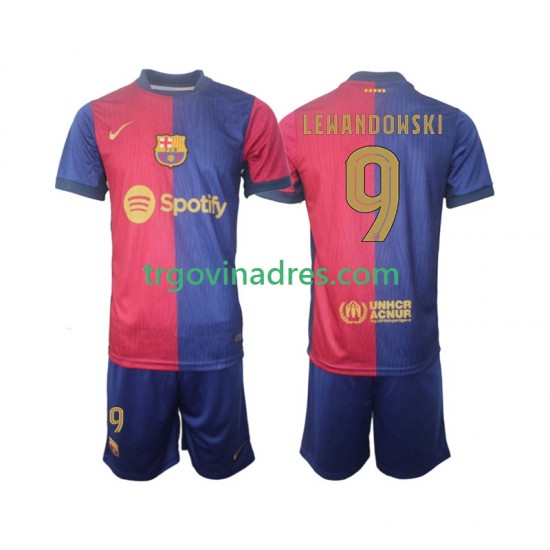 Dječji Domaći Dres FC Barcelona UCL Font Robert Lewandowski 9 2024-2025 s Kratkih Rukava Dječji Domaći Dres FC Barcelona UCL Font Robert Lewandowski 9 2024-2025 s Kratkih Rukava