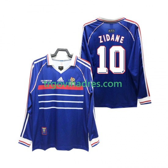 Muški Domaći Dres Francuska ZIDANE 10 Retro 1998 s Dugim Rukavima Muški Domaći Dres Francuska ZIDANE 10 Retro 1998 s Dugim Rukavima