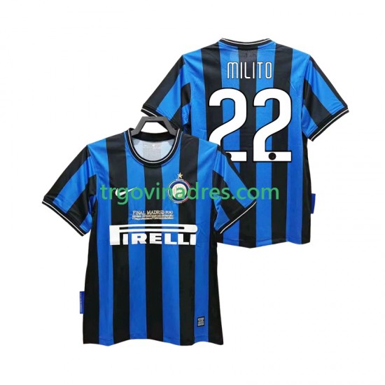 Muški Domaći Dres Inter Milan MILITO 22 Retro 2009 2010 s Kratkih Rukava Muški Domaći Dres Inter Milan MILITO 22 Retro 2009 2010 s Kratkih Rukava