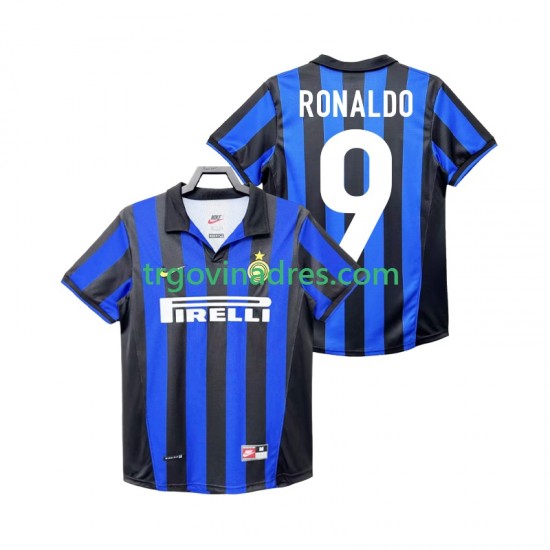 Muški Domaći Dres Inter Milan Roanldo 9 Retro 1998 1999 s Kratkih Rukava Muški Domaći Dres Inter Milan Roanldo 9 Retro 1998 1999 s Kratkih Rukava
