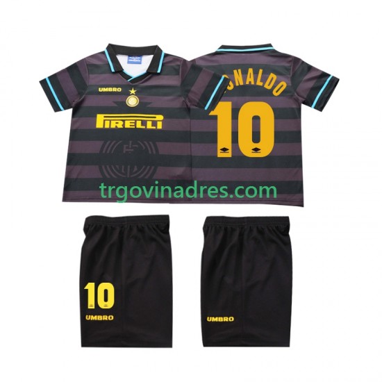Dječji Treći Dres Inter Milan Ronaldo 10 Retro 1997 1998 s Kratkih Rukava Dječji Treći Dres Inter Milan Ronaldo 10 Retro 1997 1998 s Kratkih Rukava