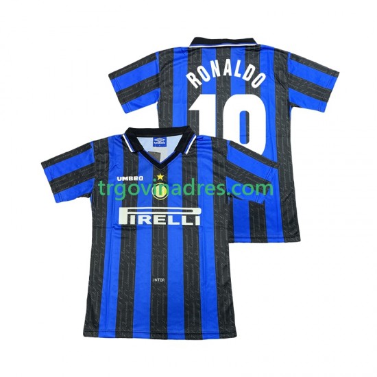 Muški Domaći Dres Inter Milan Ronaldo 10 Retro 1997 1998 s Kratkih Rukava Muški Domaći Dres Inter Milan Ronaldo 10 Retro 1997 1998 s Kratkih Rukava