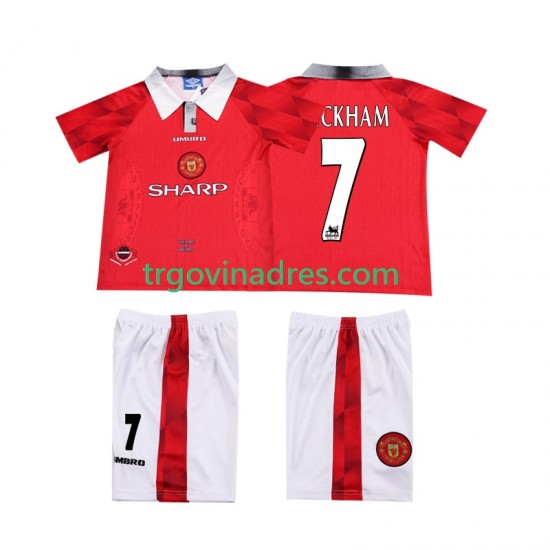 Dječji Domaći Dres Manchester United BECKHAM 7 Retro 1996 1997 s Kratkih Rukava Dječji Domaći Dres Manchester United BECKHAM 7 Retro 1996 1997 s Kratkih Rukava