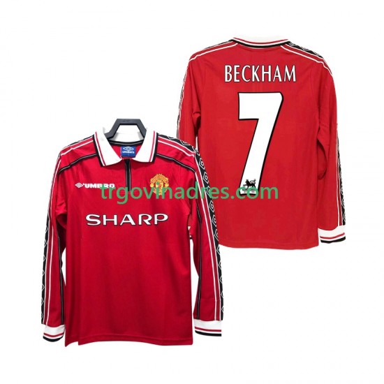 Muški Domaći Dres Manchester United BECKHAM 7 Retro 1998 1999 s Dugim Rukavima Muški Domaći Dres Manchester United BECKHAM 7 Retro 1998 1999 s Dugim Rukavima