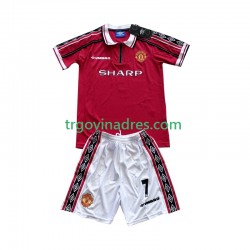 Dječji Domaći Dres Manchester United Beckham 7 Retro 1998-1999 s Kratkih Rukava