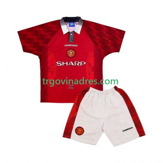Dječji Domaći Dres Manchester United Retro 1996 s Kratkih Rukava Dječji Domaći Dres Manchester United Retro 1996 s Kratkih Rukava