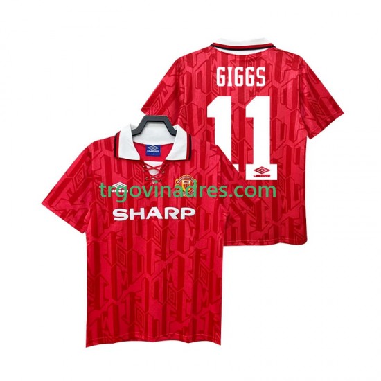 Muški Domaći Dres Manchester United GIGGS 11 Retro 1992 1994 s Kratkih Rukava Muški Domaći Dres Manchester United GIGGS 11 Retro 1992 1994 s Kratkih Rukava