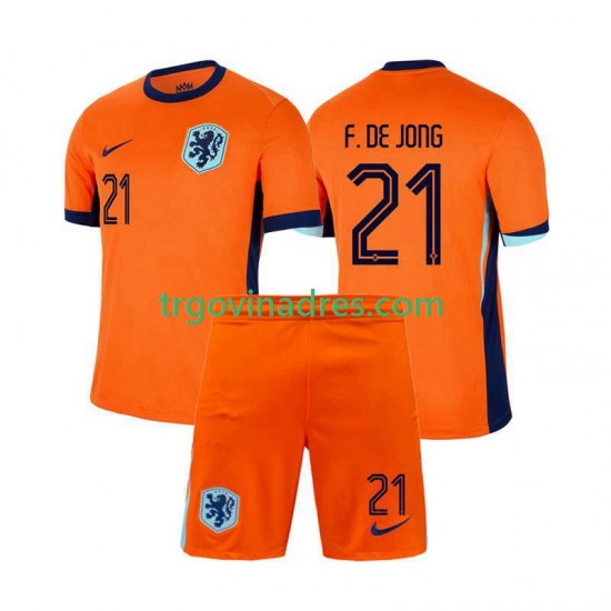 Dječji Domaći Dres Nizozemska Frenkie de Jong 21 Euro 2024 s Kratkih Rukava