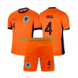 Dječji Domaći Dres Nizozemska Virgil van Dijk 4 Euro 2024 s Kratkih Rukava Dječji Domaći Dres Nizozemska Virgil van Dijk 4 Euro 2024 s Kratkih Rukava