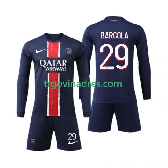 Dječji Domaći Dres Paris Saint-Germain Bradley Barcola 29 2024-2025 s Dugim Rukavima Dječji Domaći Dres Paris Saint-Germain Bradley Barcola 29 2024-2025 s Dugim Rukavima