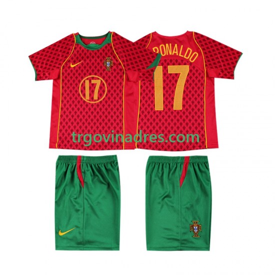 Dječji Domaći Dres Portugal Cristiano Ronaldo 17 Retro 2004 s Kratkih Rukava Dječji Domaći Dres Portugal Cristiano Ronaldo 17 Retro 2004 s Kratkih Rukava