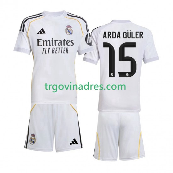 Dječji Domaći Dres Real Madrid Arda Guler 15 2025-2026 s Kratkih Rukava Dječji Domaći Dres Real Madrid Arda Guler 15 2025-2026 s Kratkih Rukava