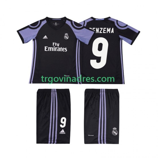 Dječji Treći Dres Real Madrid BENZEMA 9 Retro 2016 2017 s Kratkih Rukava Dječji Treći Dres Real Madrid BENZEMA 9 Retro 2016 2017 s Kratkih Rukava