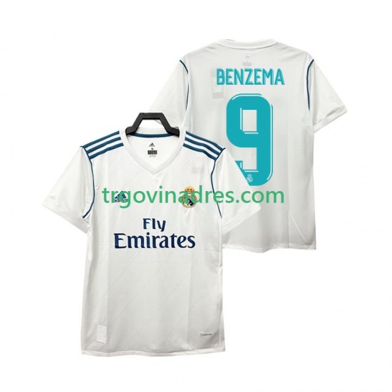 Muški Domaći Dres Real Madrid BENZEMA 9 Retro 2017 2018 s Kratkih Rukava Muški Domaći Dres Real Madrid BENZEMA 9 Retro 2017 2018 s Kratkih Rukava