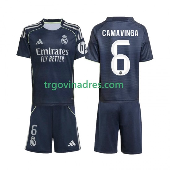 Dječji Gostujući Dres Real Madrid Camavinga 6 2025-2026 s Kratkih Rukava Dječji Gostujući Dres Real Madrid Camavinga 6 2025-2026 s Kratkih Rukava
