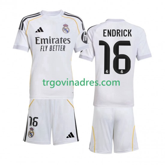 Dječji Domaći Dres Real Madrid Endrick 16 2025-2026 s Kratkih Rukava Dječji Domaći Dres Real Madrid Endrick 16 2025-2026 s Kratkih Rukava