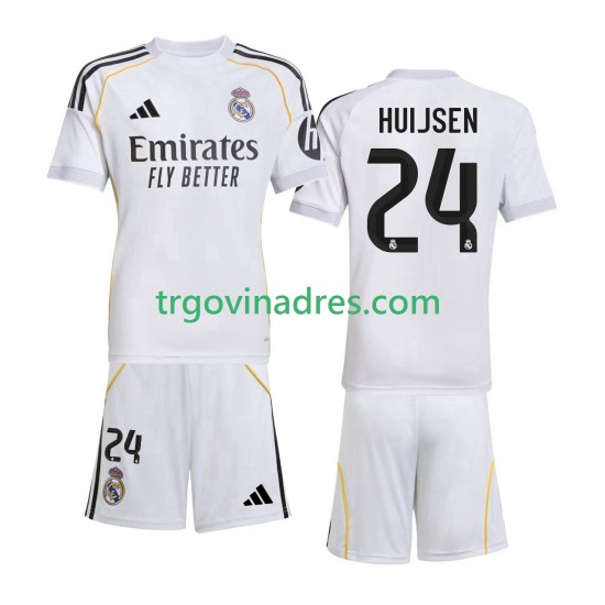 Dječji Domaći Dres Real Madrid Huijsen 24 2025-2026 s Kratkih Rukava Dječji Domaći Dres Real Madrid Huijsen 24 2025-2026 s Kratkih Rukava