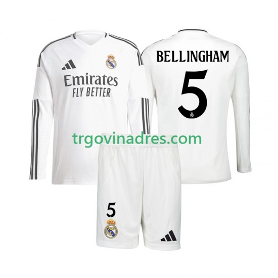Dječji Domaći Dres Real Madrid Jude Bellingham 5 2024-2025 s Dugim Rukavima Dječji Domaći Dres Real Madrid Jude Bellingham 5 2024-2025 s Dugim Rukavima