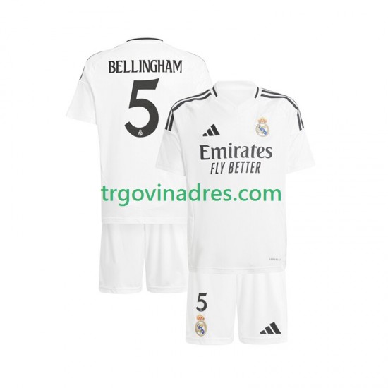 Dječji Domaći Dres Real Madrid Jude Bellingham 5 2024-2025 s Kratkih Rukava Dječji Domaći Dres Real Madrid Jude Bellingham 5 2024-2025 s Kratkih Rukava