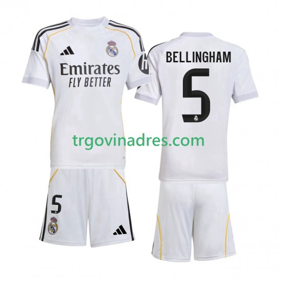 Dječji Domaći Dres Real Madrid Jude Bellingham 5 2025-2026 s Kratkih Rukava Dječji Domaći Dres Real Madrid Jude Bellingham 5 2025-2026 s Kratkih Rukava