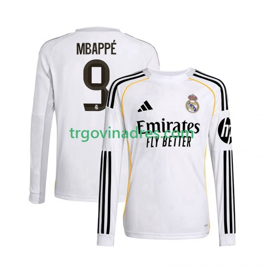 Muški Domaći Dres Real Madrid Kylian Mbappe 9 2025-2026 s Dugim Rukavima Muški Domaći Dres Real Madrid Kylian Mbappe 9 2025-2026 s Dugim Rukavima