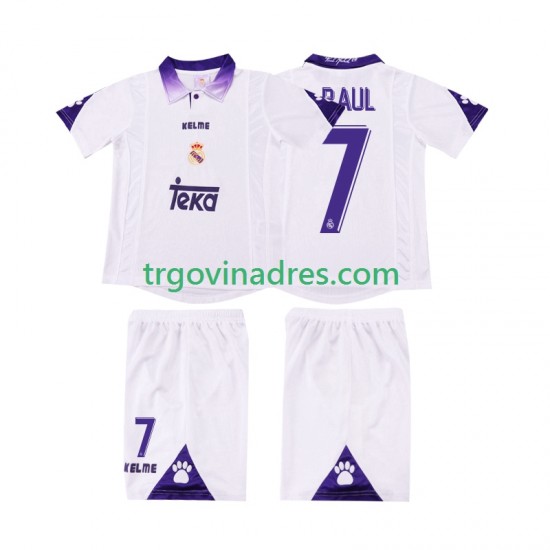 Dječji Domaći Dres Real Madrid RAUL 7 Retro 1997 1998 s Kratkih Rukava Dječji Domaći Dres Real Madrid RAUL 7 Retro 1997 1998 s Kratkih Rukava