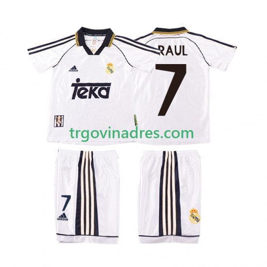 Dječji Domaći Dres Real Madrid RAUL 7 Retro 2000 1998 s Kratkih Rukava Dječji Domaći Dres Real Madrid RAUL 7 Retro 2000 1998 s Kratkih Rukava