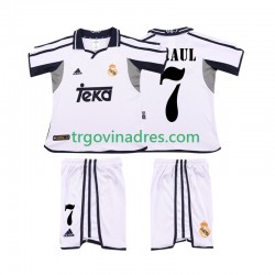 Dječji Domaći Dres Real Madrid RAUL 7 Retro 2001 2002 s Kratkih Rukava Dječji Domaći Dres Real Madrid RAUL 7 Retro 2001 2002 s Kratkih Rukava