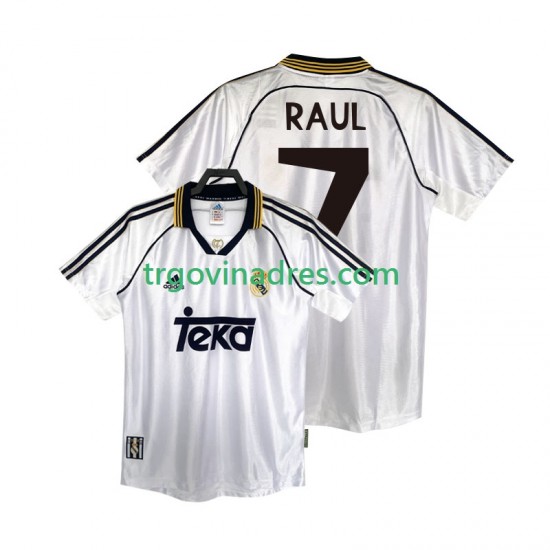 Muški Domaći Dres Real Madrid RAUL 7 Retro 2000 1998 s Kratkih Rukava Muški Domaći Dres Real Madrid RAUL 7 Retro 2000 1998 s Kratkih Rukava