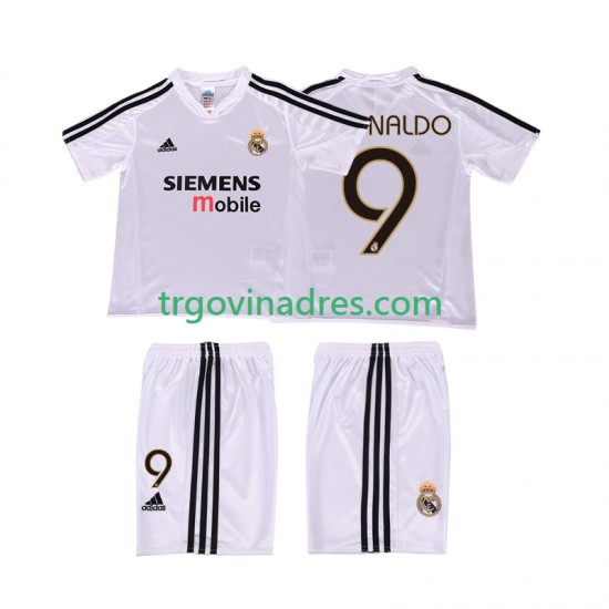 Dječji Domaći Dres Real Madrid RONALDO 9 Retro 5 2004 2002 s Kratkih Rukava Dječji Domaći Dres Real Madrid RONALDO 9 Retro 5 2004 2002 s Kratkih Rukava