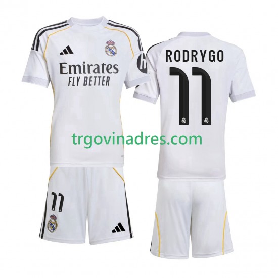 Dječji Domaći Dres Real Madrid Rodrygo 11 2025-2026 s Kratkih Rukava Dječji Domaći Dres Real Madrid Rodrygo 11 2025-2026 s Kratkih Rukava