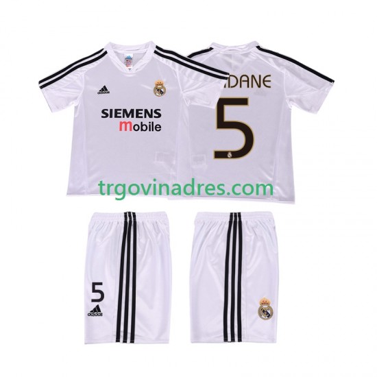 Dječji Domaći Dres Real Madrid ZIDANE 5 Retro 5 2004 2002 s Kratkih Rukava Dječji Domaći Dres Real Madrid ZIDANE 5 Retro 5 2004 2002 s Kratkih Rukava