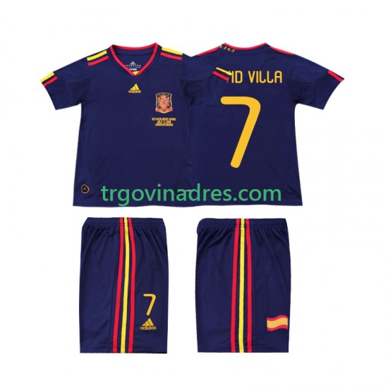 Dječji Gostujući Dres Španjolska DAVID VILLA 7 Retro 2010 s Kratkih Rukava Dječji Gostujući Dres Španjolska DAVID VILLA 7 Retro 2010 s Kratkih Rukava