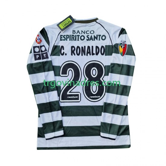 Muški Domaći Dres Sporting CP Cristiano Ronaldo 28 Retro 2001 2003 s Dugim Rukavima Muški Domaći Dres Sporting CP Cristiano Ronaldo 28 Retro 2001 2003 s Dugim Rukavima