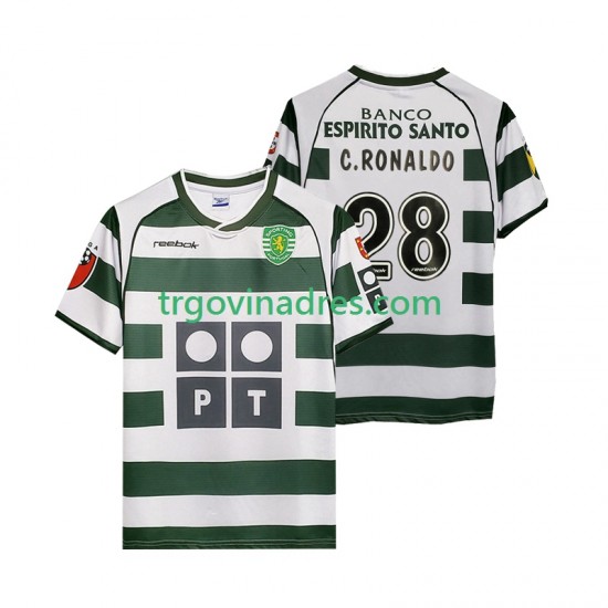 Muški Domaći Dres Sporting CP Cristiano Ronaldo 28 Retro 2001 2003 s Kratkih Rukava Muški Domaći Dres Sporting CP Cristiano Ronaldo 28 Retro 2001 2003 s Kratkih Rukava